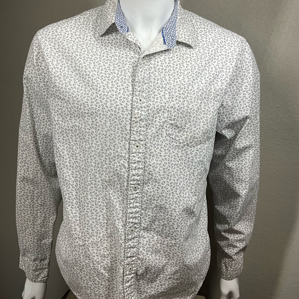 Michael Brandon Blue and Red Patterned Shirt